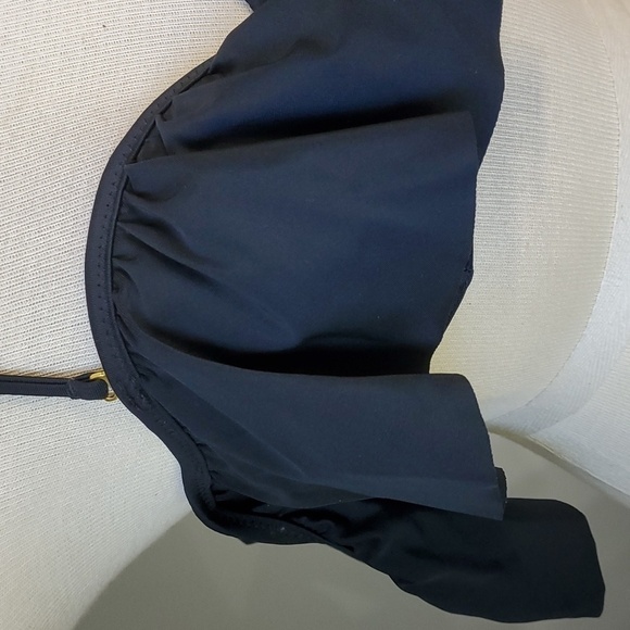 Bathing suit top, black push up small. Ruffle over arm. Padded with wire. Sm - Picture 2 of 10